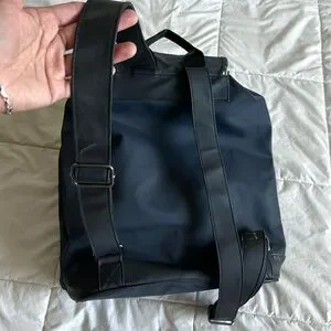 Yves Saint Laurent YSL Parfums Backpack Blue Black Nylon Flap Buckle Bag Yves-Saint-Laurent-Logo-Canvas  main image 3